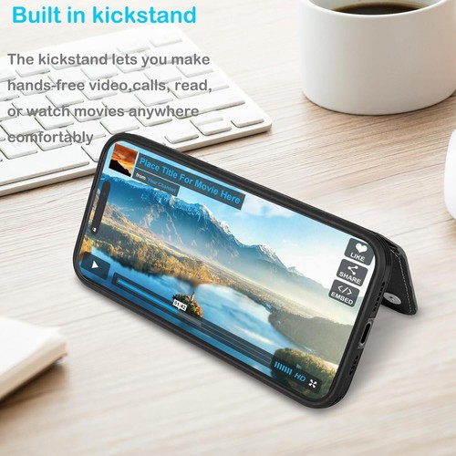 Funda de cuero para teléfono iPhone 15 Pro Max 14 13 12 11 billetera porta tarjetas cubierta - Imagen 8 de 52