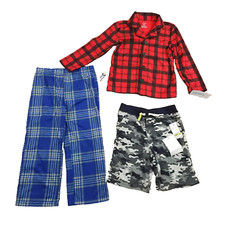 Lot of 3 Carter's Top Polo Boys Pajama Pants Shorts Size 4 Blue Red Camo Print