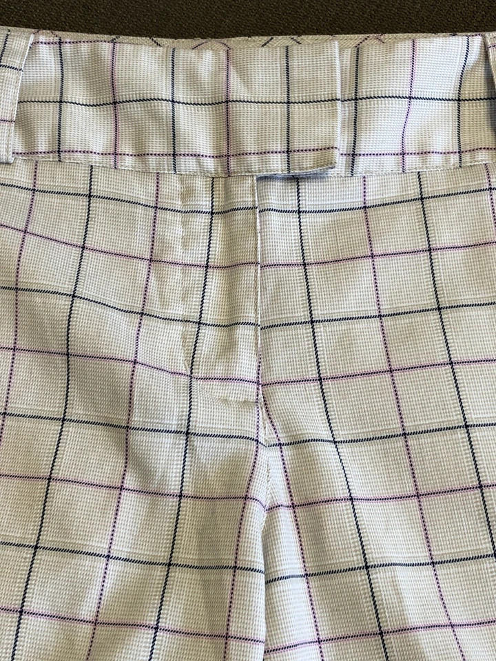 Adidas Womens Bermuda Shorts Tan Pink Black Plaid Checked With Pockets Sz 12-248 - Image 3 of 4