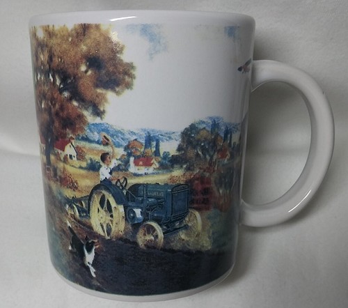 John Deere Coffee Mug Cup Nostalgic Country Tractor Scene Gibson - Picture 3 of 6
