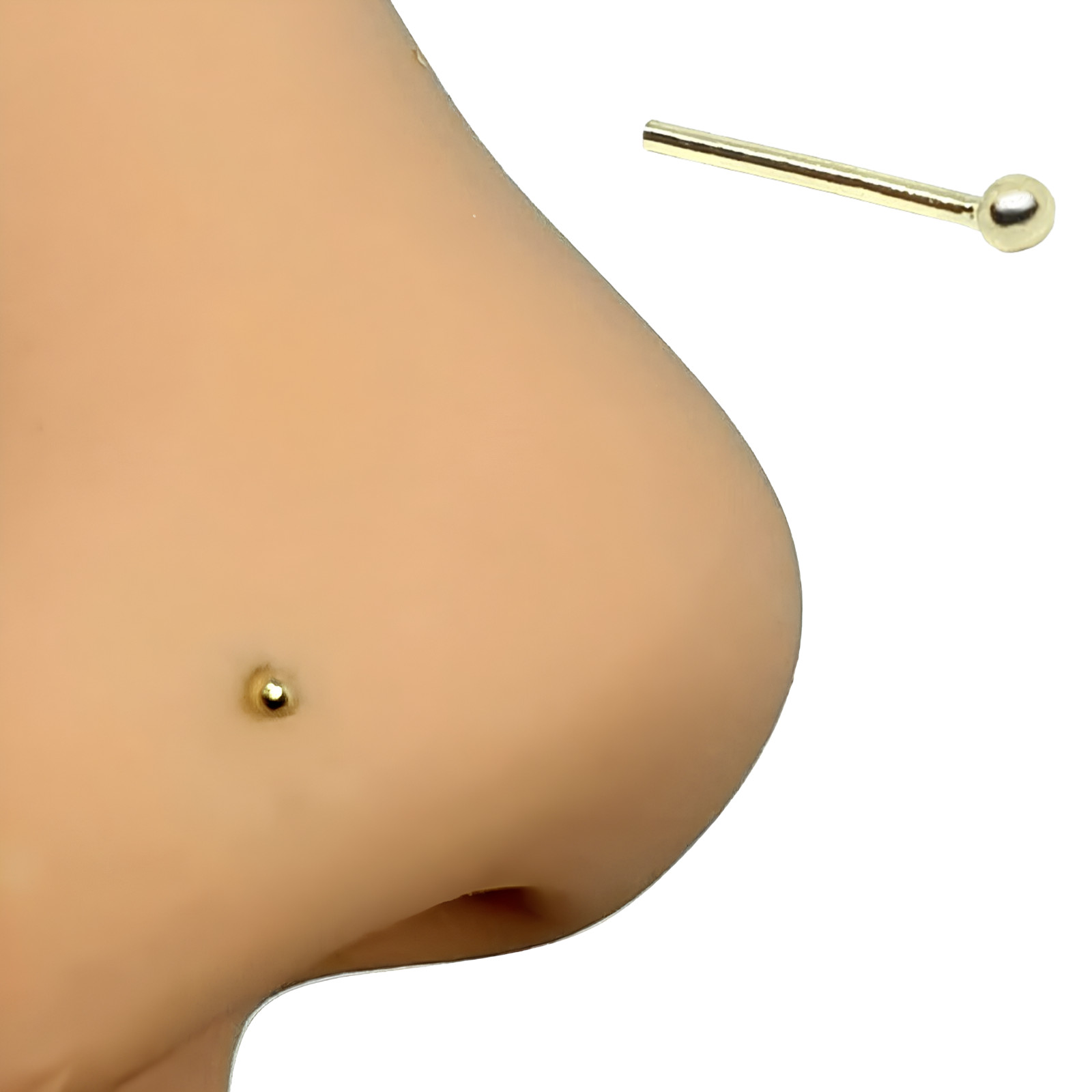 Gold Nose Stud Tiny 1mm Ball Real 9ct 9k Gold 10mm L Bendable Stud Jewellery