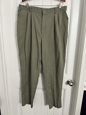 Chic Pants Vintage 90s Mom Slacks Trousers Olive Khaki 36 High Waist Pleated