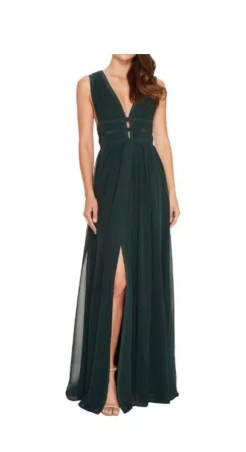 Nuevo con etiquetas, Nicole Miller, vestido de gladiador de collar de diosa de la seda, modelo de piso (precio de venta sugerido por el fabricante $495) talla 2 Foto 2 de 4