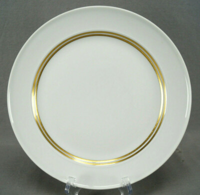 Meissen Emil Paul Borner Art Deco Gold & White 10 1/8 Dinner Plate C. 1930s 