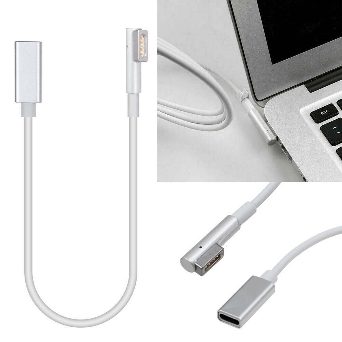 USB Type C Female to Magsafe1/2 (L/T-Tip) Charging Adapter For MacBook Pro  A2TM