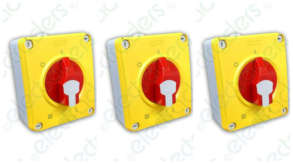 3 x Gewiss GW70433P Rotary Isolator Switches 16amp 4 Pole IP65 3 Phase & Neutral