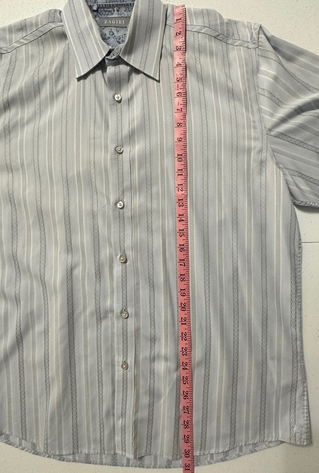 Zagiri Men’s Size XL Button Up Dress Shirt Baby Blue Detailed Cotton eBay