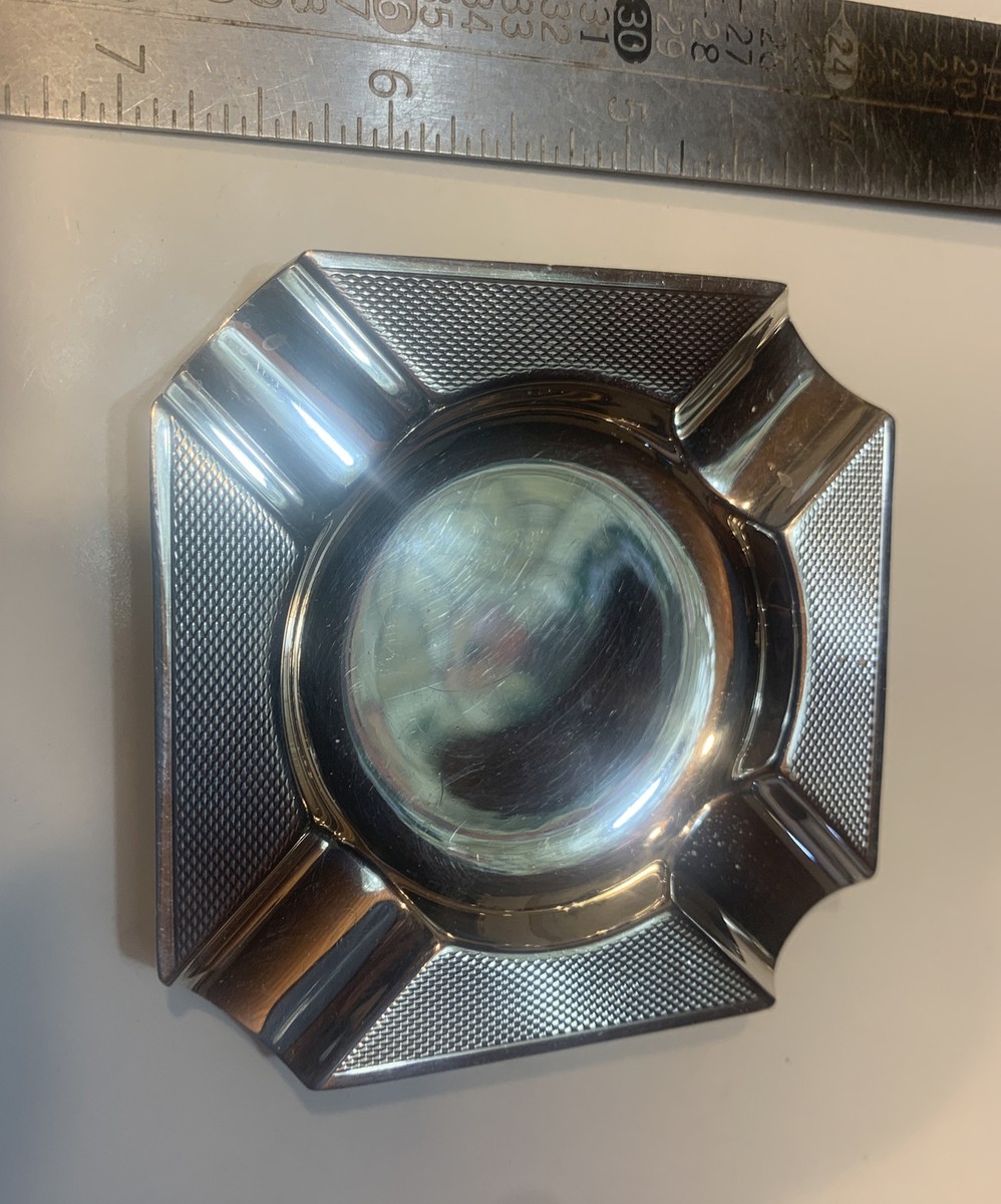 廃盤品　Mappin&Webb SILVER PLTE 細密紋菓子器　共箱718 1973 Mappin & Webb Sterling Silver Engine Turned Ashtray 43gm