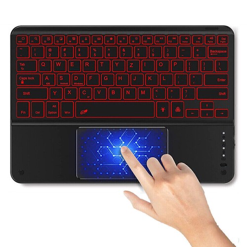 Beleuchtet QWERTZ Tastatur Maus Kabellos für Handy Tablet PC iPad iOS Android DE - Bild 41 von 82