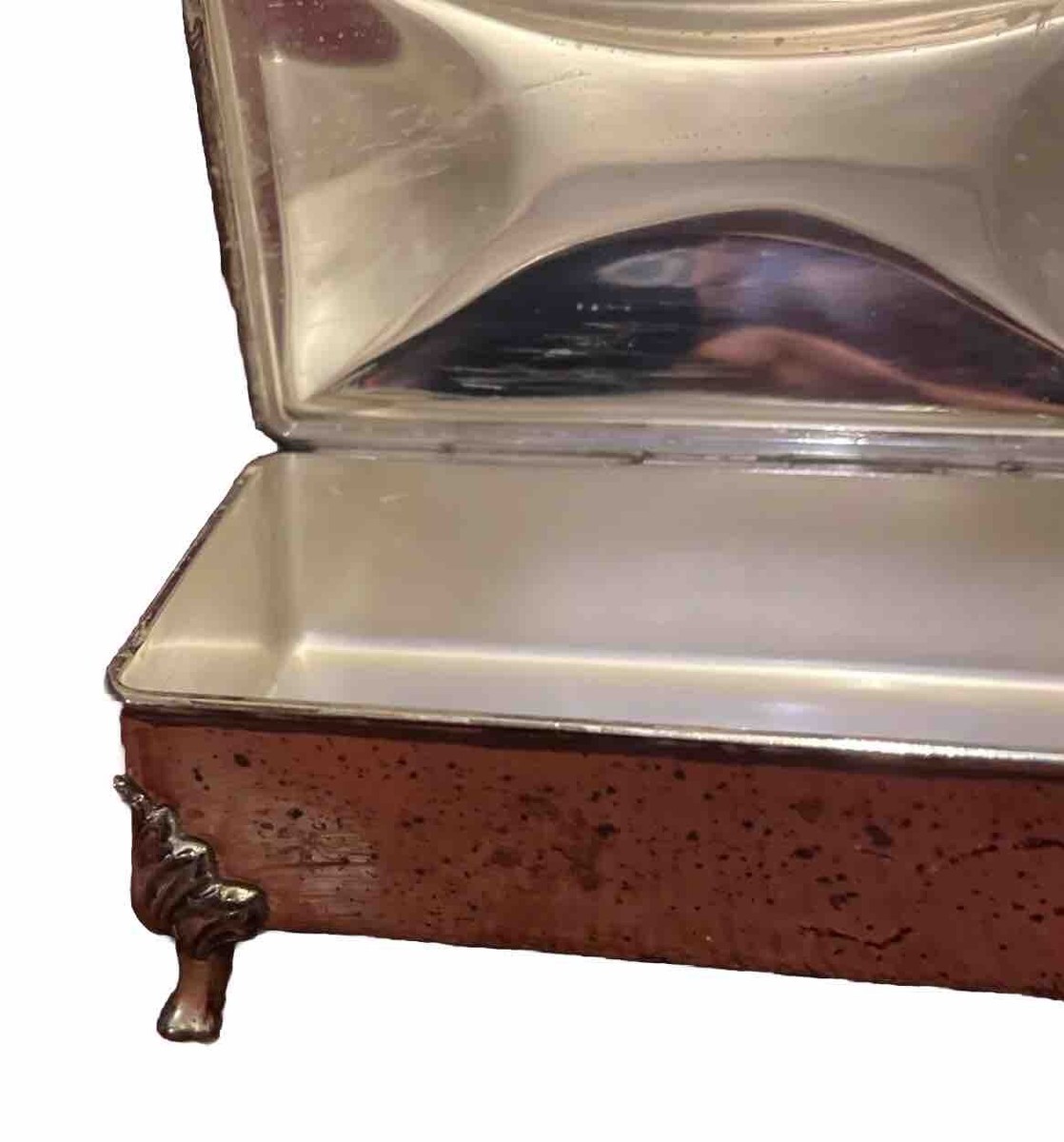 Vintage Lion Footed Silver Plate Cigarette Ash Box Hall Marked