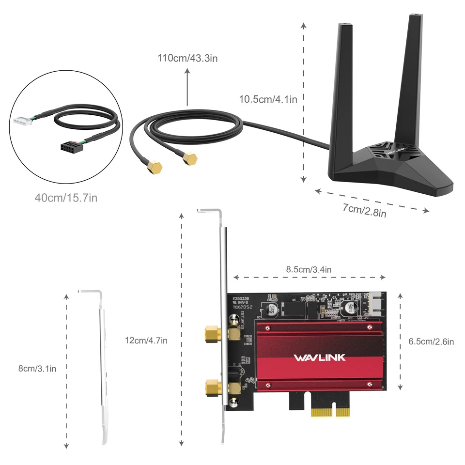 Wavlink BE8800 WiFi 7 PCIE Netzwerkkarte für Desktop PC Tri-Band Intel BE200 BT - Bild 3 von 4