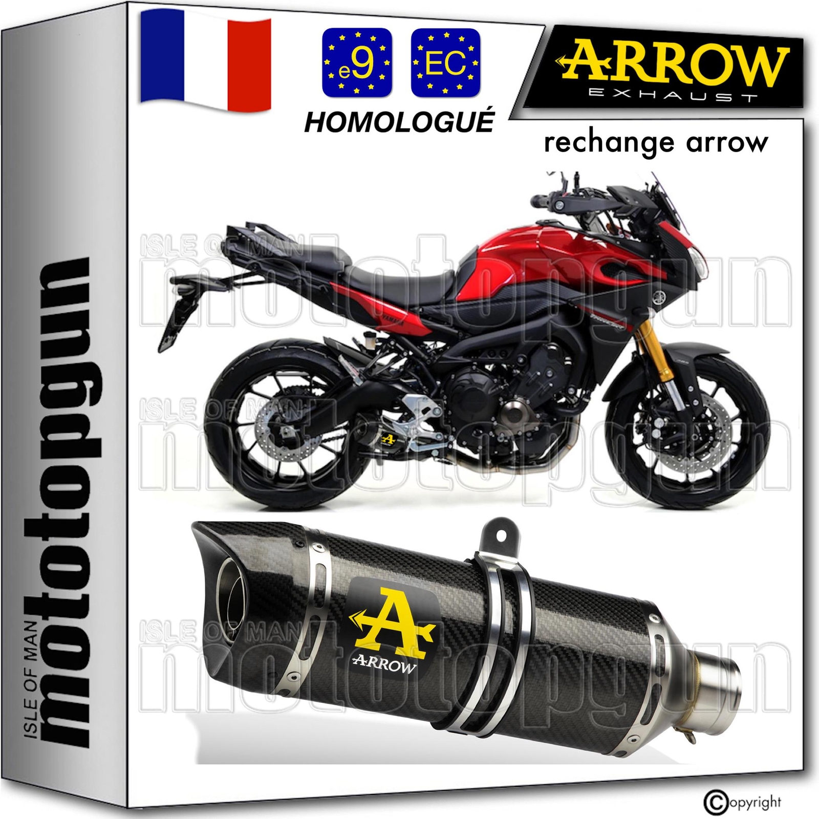 Silencieux carbone Arrow Thunder homologué pour booster la Yamaha MT09 2018