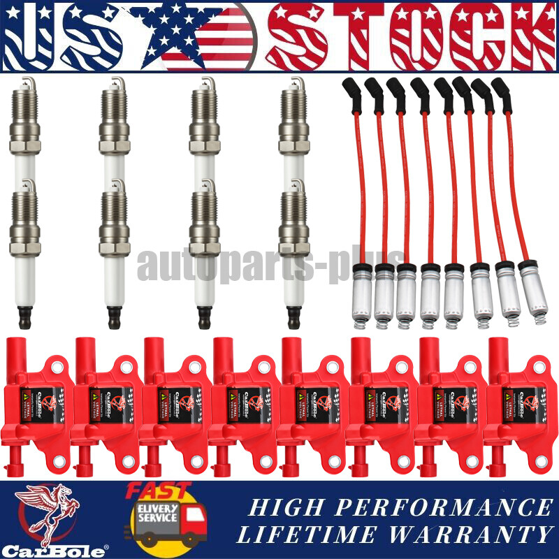 8 Pack UF413 Square Ignition Coil &amp; Spark Plug Wire For Chevy GMC