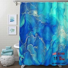Marble Shower Curtain - Abstract Royal Fabric 72"W x 72"L - Blue - Pack of 1