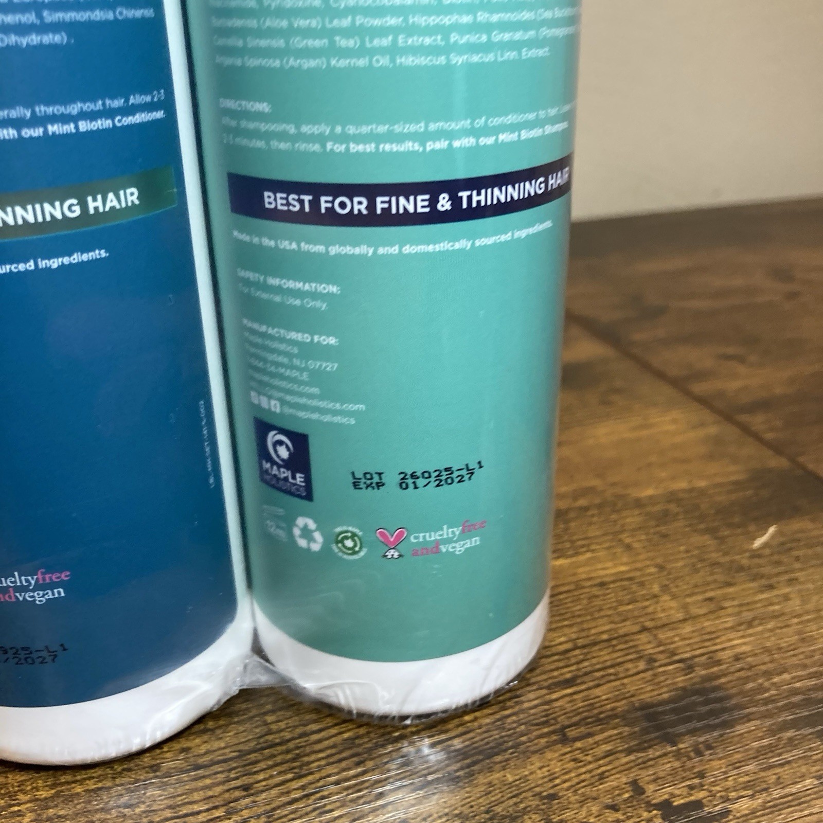 Volumizing Biotin Shampoo and Conditioner Set, Maple Holistics 16 oz Each - NEW