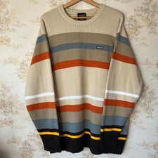 Y2K Southpole Earth Tone Striped Crewneck Sweater Size XL