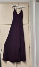 Windsor Purple Maxi Dress Size L V-Neck Strappy Side Slit Polyester