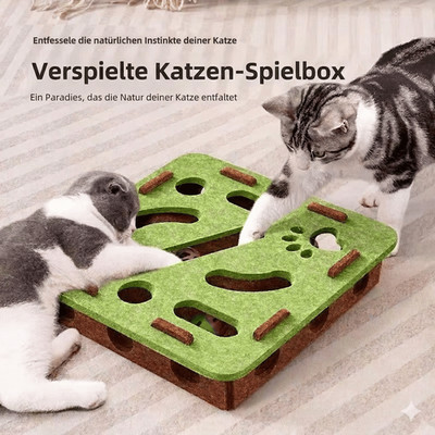 Katzen Puzzle Box aus Filz   Interaktives Jagdspielzeug mit Ball   Indoor Sport