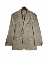 Chaps Ralph Lauren Blazer 42R Tan Plaid Silk Wool Sport Coat Mens Classic Jacket
