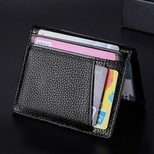 Genuine Leather Minimalist Bifold Wallets For Men RFID Blocking Slim Mens Wallet