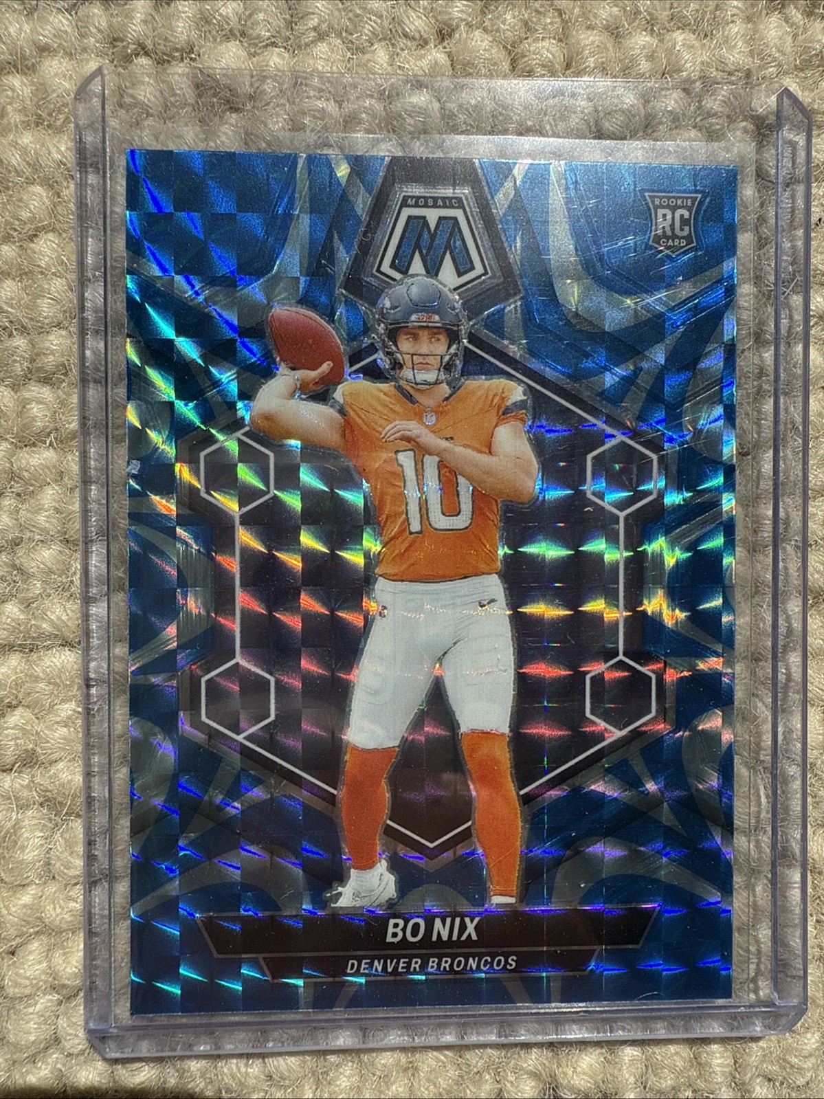 2024 Panini Mosaic - Rookies Bo Nix #312 Reactive Blue Mosaic Prizm (RC)