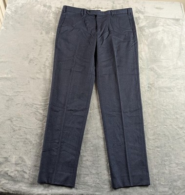 Zanella Pants Mens 36 Blue Wool Dress Slacks Italy Made Trousers READ