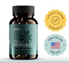 Bioma Probiotics for Digestive Health  3-in-1 Gut Health Formula  60 Capsules