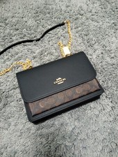 Coach Klare Cross body Bag In Signature Canvas Black/Brown Leather