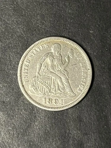 1891 seated liberty dime Au Details