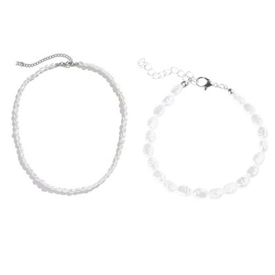 Elegant Handmade Pearls Like Necklace Bracelet For Versatile Wardrobe Pairing