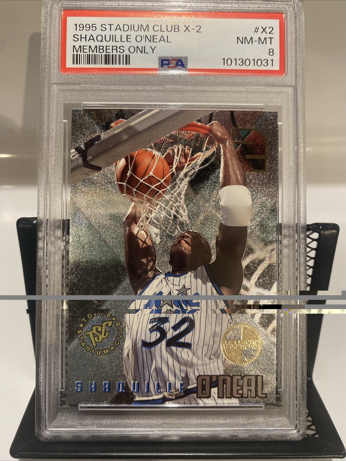 1995-96 Stadium Club X-2 MEMBERS ONLY Shaquille O'Neal PSA 8 NM-MT - Rare view 4