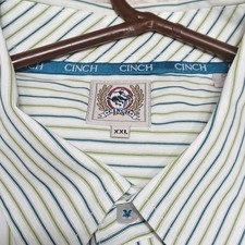 Cinch Western Shirt Mens XXL Green Blue Plaid Long Sleeve Button Up Cowboy 2XL