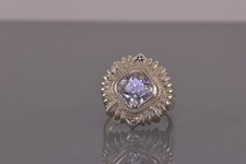 Sterling Silver Cushion Cut Cubic Zirconia Flared Ribbed Band Ring 925 Sz: 7