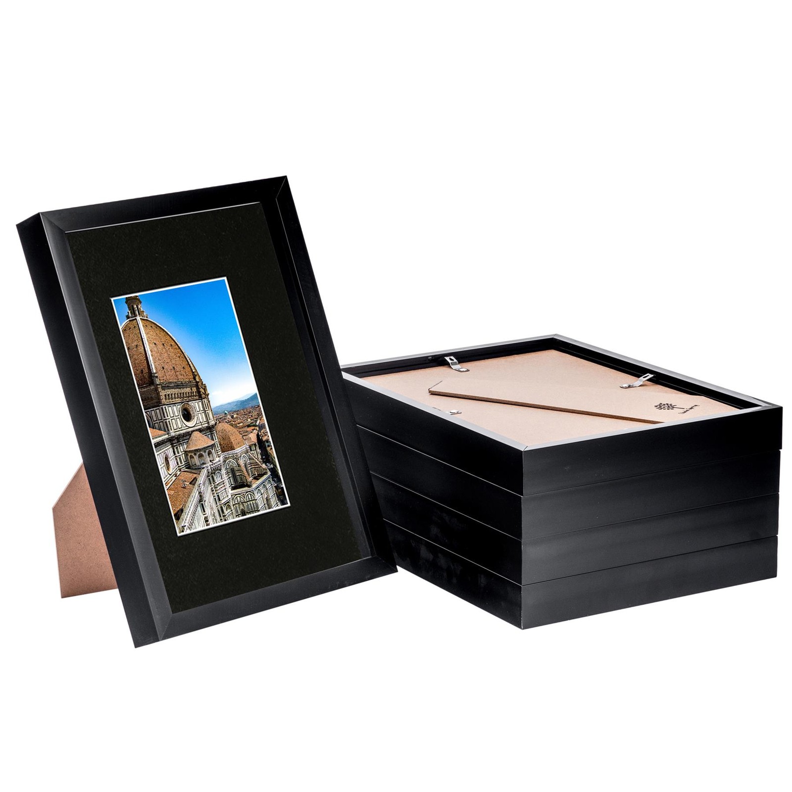 5x Black A4 (8"" x 12"") 3D Shadow Box Frames with Black A5 Mount Display