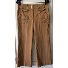 St. John Sport By Marie Gray Size 6 Saddle Tan Wide Leg Ankle Trousers Pants