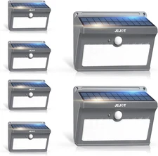 6 Pack Solar Motion Lights Outdoor Waterproof, 270° Wide Angle,3 Modes Solar Wal