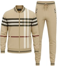 Men’s Designer Printed Jacquard Full Matching Jogging Suit Top & Bottom set