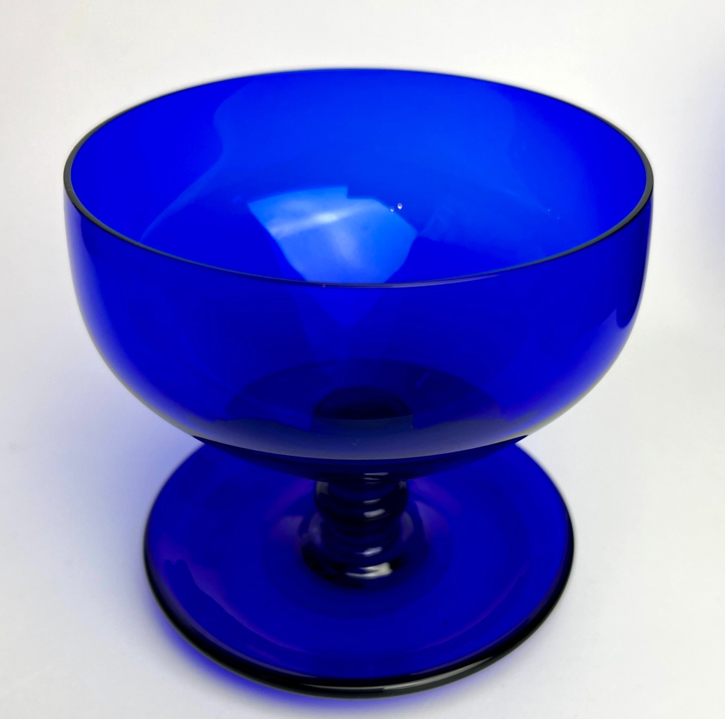 Vintage Cobalt Blue Champagne Coupes Set 6 Bristol Blue Scandinavian Style Glass image 7