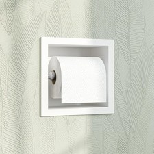 Toilet Paper Holder, Recessed Toilet Tissue Holder, White 304 Stainless Steel,