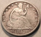 1853 O Seated Liberty Half Dollar, Middle Grade, Better Arrows Rays Silver 50C