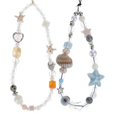 Beaded Wrist Straps Phone Charm Lanyard Multicolor Shells for Bags Keys
