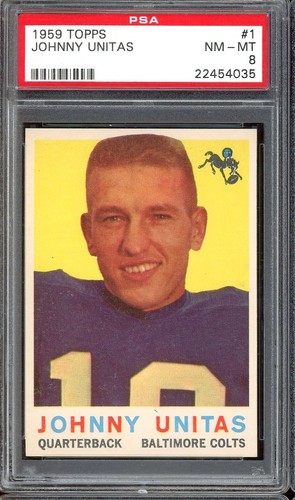 1959 Topps Football #1 Johnny Unitas PSA 8