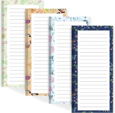 Joyberg Magnetic Notepads for Refrigerator - Flower Design, 50 Sheets per Pad, 4