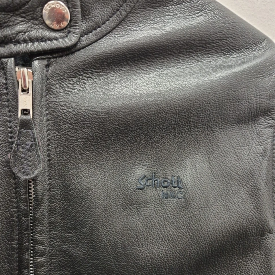 Schott Nyc Black Leather Punk Motorcycle Cafe Racer Short Jacket Size Medium - Image 2 of 4