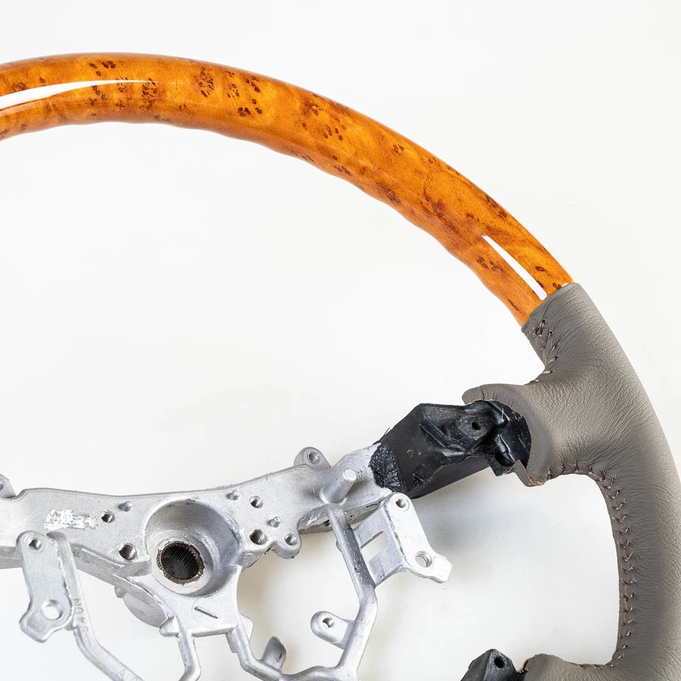 [US] Light Wood Beige Leather Steering Wheel For Toyota Land Cruiser Prado 03-07 Foto 2 de 3