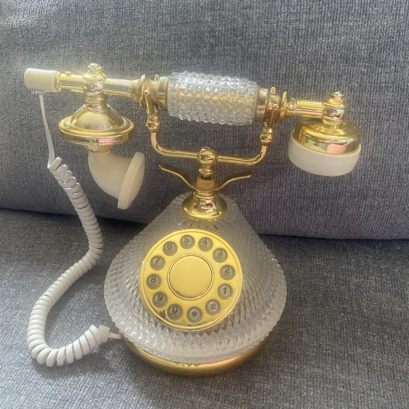 Vintage Crystal Telephone Home Decor Landline Phone Gold Accents