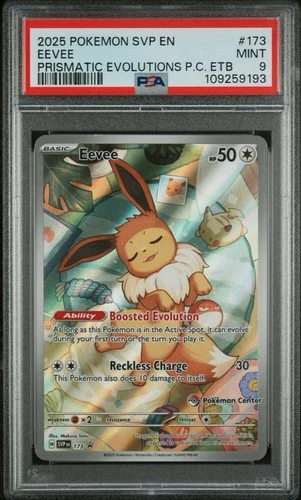 Pokémon TCG Eevee 173 Holo Promo Prismatic Evolutions Pokemon Center ETB, PSA 9