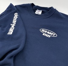 VNTG 90’s Old Navy Blue Staff Crewneck Sweatshirt Made In USA Size XL
