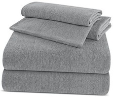 Bed Sheet Set - Jersey Knit Sheets 4 Piece Jersey Sheet Set Queen Light Grey