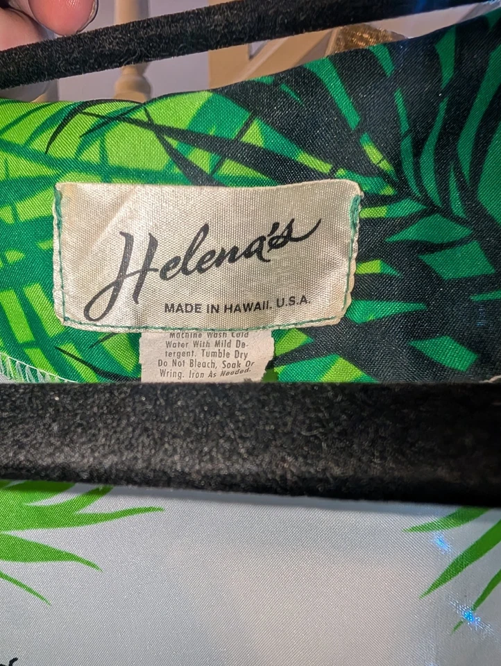 Vestido MuMu Hawaiano Helena Años 70 Maxi Planta Helecho Verde Aloha Hawaii EE. UU.  Foto 3 de 4